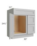 Charlotte Grey 30x21 Vanity Sink Base Cabinet (Door on Left)