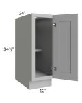 Pewter Grey Shaker 12" Full Height Door Base Cabinet