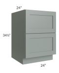 Woodland Green Shaker 24" 2-Drawer Base Cabinet
