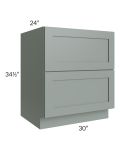 Woodland Green Shaker 24" 2-Drawer Base Cabinet