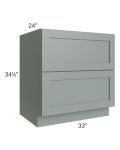 Woodland Green Shaker 24" 2-Drawer Base Cabinet