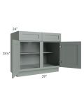 Woodland Green Shaker 24" 2-Drawer Base Cabinet