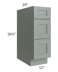 Woodland Green Shaker 24" 2-Drawer Base Cabinet