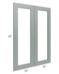 Woodland Green Shaker 30x42 Glass Door 