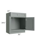 Woodland Green Shaker 24" 2-Drawer Base Cabinet
