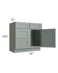 Woodland Green Shaker 36" Vanity Sink Base Cabinet (Drawers on Left) 