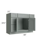 Woodland Green Shaker 48" Vanity Sink Base Cabinet with Drawers 