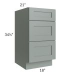 Woodland Green Shaker 24" 2-Drawer Base Cabinet
