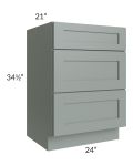 Woodland Green Shaker 24" 2-Drawer Base Cabinet