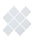 Water Jet Glass Tile in Ornamental Bright White - 9.37" x 9.76"