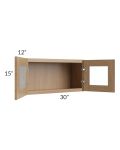 Township Rift Oak 30x15 Wall Glass Door Cabinet