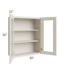 Asheville Cloud Shaker 30x36 Wall Glass Door Cabinet