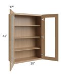 Township Rift Oak 30x42 Wall Glass Door Cabinet