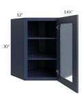 Bayville Blue 24x30 Diagonal Corner Wall Glass Door Cabinet