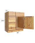 Rustic Shaker 30" Vanity Sink Base Cabinet (Drawers on Left)