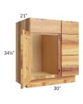 Rustic Shaker 30" Vanity Sink Base Cabinet (Drawers on Right)