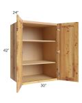 Rustic Shaker 30x42x24 Split Pantry Wall Cabinet