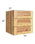 Rustic Shaker 18x18 3-Drawer Wall Cabinet