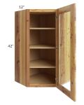 Rustic Shaker 24x42 Glass Diagonal Corner Wall Cabinet