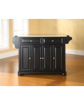 Alexandria Natural Wood Top Kitchen Island in Black Finish