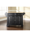 LaFayette Natural Wood Top Kitchen Island in Black Finish