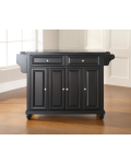 Cambridge Solid Black Granite Top Kitchen Island in Black Finish