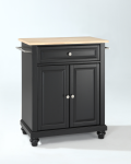 Cambridge Natural Wood Top Portable Kitchen Island in Black Finish