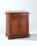 Alexandria Stainless Steel Top Portable Kitchen Island in Classic Cherry Finish