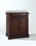 Alexandria Stainless Steel Top Portable Kitchen Island in Vintage Mahogany Finish