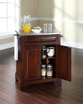 LaFayette Stainless Steel Top Portable Kitchen Island in Vintage Mahogany Finish