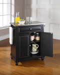 Cambridge Stainless Steel Top Portable Kitchen Island in Black Finish