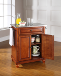 Cambridge Stainless Steel Top Portable Kitchen Island in Classic Cherry Finish