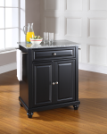 Cambridge Solid Granite Top Portable Kitchen Island in Black Finish