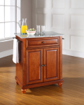 Cambridge Solid Granite Top Portable Kitchen Island in Classic Cherry Finish