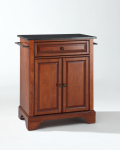 LaFayette Solid Black Granite Top Portable Kitchen Island in Classic Cherry Finish