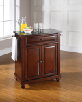 Cambridge Solid Black Granite Top Portable Kitchen Island in Vintage Mahogany Finish