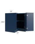 Portland Navy Blue 36" Corner Base Cabinet with 1 Fixed Shelf 