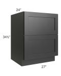 Onyx Black Shaker 24" 2-Drawer Base Cabinet