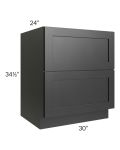 Onyx Black Shaker 24" 2-Drawer Base Cabinet