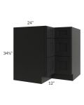 Onyx Black Shaker 36" Corner Three Drawer Base Cabinet