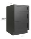 Onyx Black Shaker 24" 2-Drawer Base Cabinet
