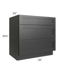 Onyx Black Shaker 24" 2-Drawer Base Cabinet