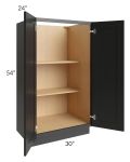 Onyx Black Shaker 30x54 Split Pantry Base Cabinet