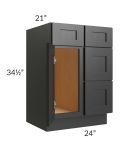 Onyx Black Shaker 24" Vanity Sink Base Cabinet (Drawers on Right)