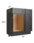 Onyx Black Shaker 30" Vanity Sink Base Cabinet (Drawers on Right)