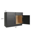 Onyx Black Shaker 42" Vanity Sink Base Cabinet (Drawers on Left) 