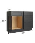 Onyx Black Shaker 42" Vanity Sink Base Cabinet (Drawers on Right) 