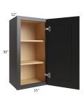 Onyx Black Shaker 15x30 Wall Cabinet