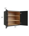 Onyx Black Shaker 30x30x24 Split Pantry Wall Cabinet