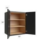Onyx Black Shaker 30x36x24 Split Pantry Wall Cabinet
